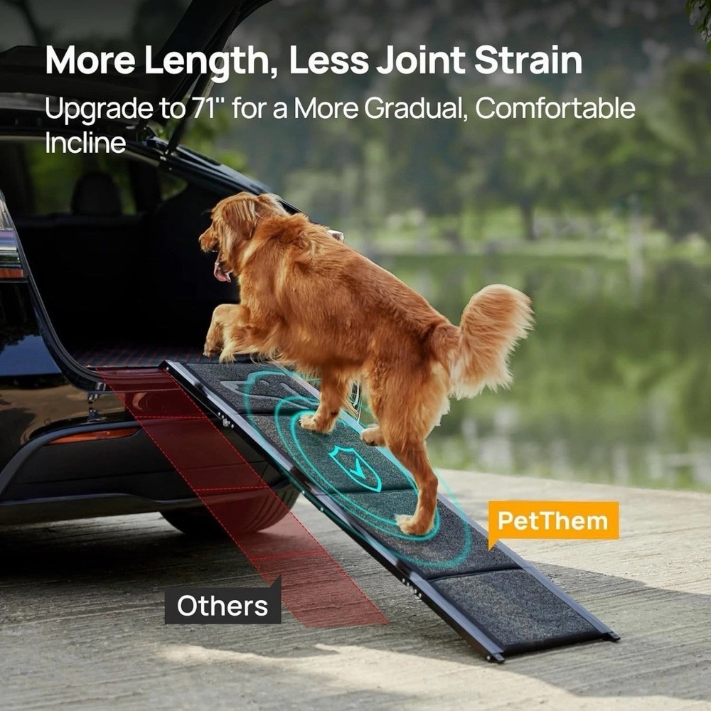 PetThem Dog Ramp for Car 71'' X-Long & 17.2" Wide Folding Dog Ramps for Lar - Picture 6 of 8
